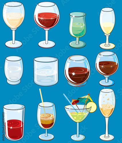 Vector: Glass with Alcoholical Drinks. Vector Clip Art Glass with Alcoholical Drinks. Vector Clip Art