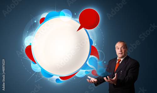 Photo: businessman presenting abstract modern copy space businessman presenting abstract modern copy space
