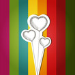 Vector card with colorful background and heart-shaped balloons