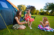 three girls camping