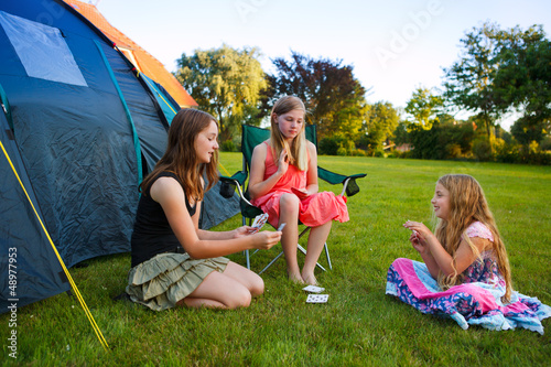 Photo: three girls camping three girls camping