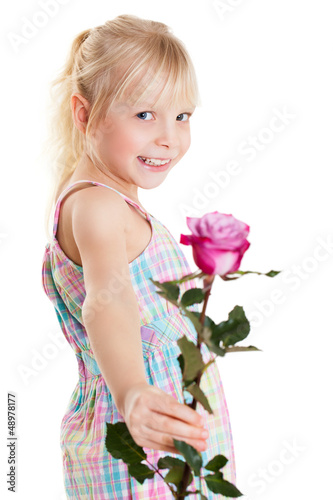 Photo: kleines Mädchen mit Rose kleines Mädchen mit Rose
