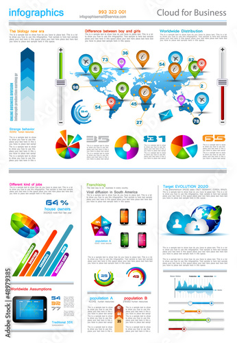 Vector: Infographic elements - set of paper tags Infographic elements - set of paper tags