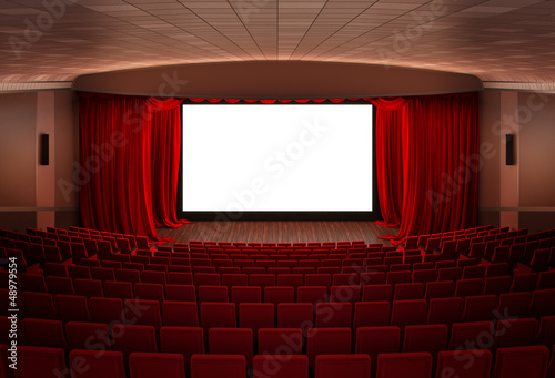 Photo: Cinema stage with red curtains Cinema stage with red curtains