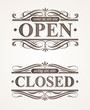 Vector: Open and Closed - ornate retro signs Open and Closed - ornate retro signs