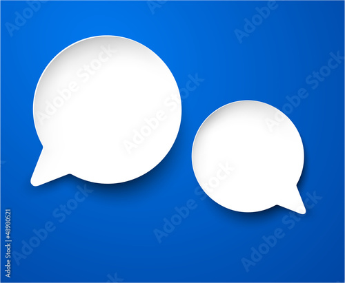 Vector: Paper white round speech bubbles. Paper white round speech bubbles.