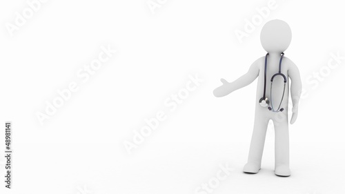 Illustration: The doctor and stethoscope on a white background, 3D The doctor and stethoscope on a white background, 3D