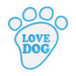Paw print stickers with text love dog.