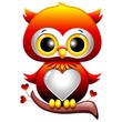Baby Owl Love Cartoon Gufo Cucciolo di Cuori e Amore-Vector