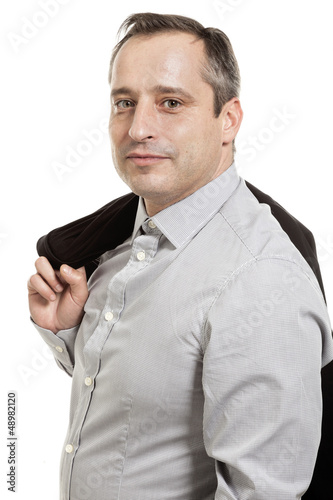 Photo: portrait of adult man, isolated on white background portrait of adult man, isolated on white background