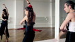 Professional dancers dancing in ballroom, steadicam shot