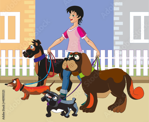 Vector: Walking of dogs Walking of dogs
