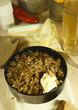Buckwheat, a glass of kvass and spices.
