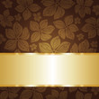 floral dark brown  invitation background with gold copyspace