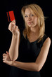 Businesslady presenting company's card