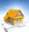 New mountain cottage with layout plan at snowy atmosphere New mountain cottage with layout plan at snowy atmosphere