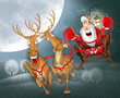 Illustration: Santa Claus in a sleigh with reindeer Santa Claus in a sleigh with reindeer