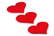 Photo: three red heart isolated on white background three red heart isolated on white background
