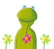 funny frog in the flowers
