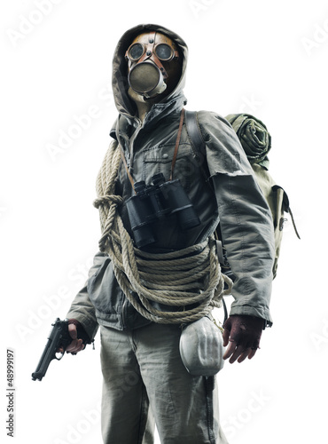 Photo: Post apocalyptic survivor in gas mask Post apocalyptic survivor in gas mask