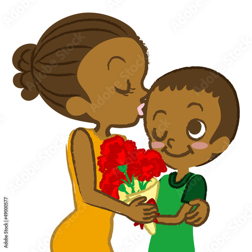 Vector: Mother's Day,Mother and son, African Mother's Day,Mother and son, African