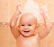 happy joyful kid in a bath
