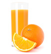 Juice glass and orange fruit