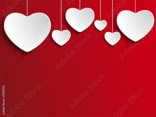 Vector: Valentine Day Heart on Red Background Valentine Day Heart on Red Background