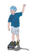 boy learning to ride a skateboard