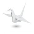 Vector: Illustration of origami crane isolated on white background Illustration of origami crane isolated on white background
