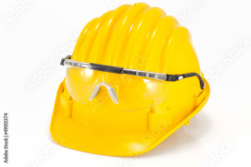 Photo: safety helmet and glasses safety helmet and glasses