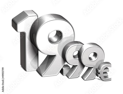 Illustration: 3D Silver Special Price Euro collection over white background 3D Silver Special Price Euro collection over white background