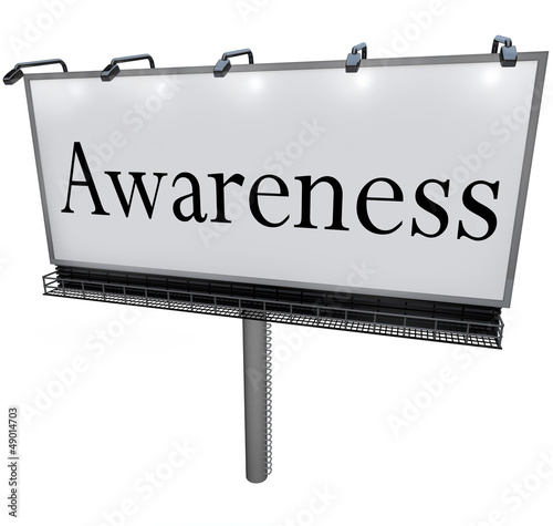 Illustration: Awareness Word Billboard Marketing Message Sign Awareness Word Billboard Marketing Message Sign