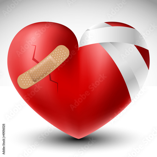 Vector: Broken heart with bandage Broken heart with bandage