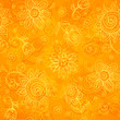 Orange floral bright vector seamless pattern
