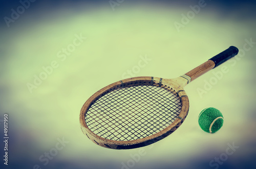Photo: vintage tennis racquet and ball vintage tennis racquet and ball