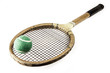 wooden tennis racket in frame