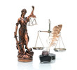 Statue of Justice, scale, ink and pen on a white background