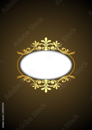 Vector: Vector brown vintage frame with gold ornament Vector brown vintage frame with gold ornament
