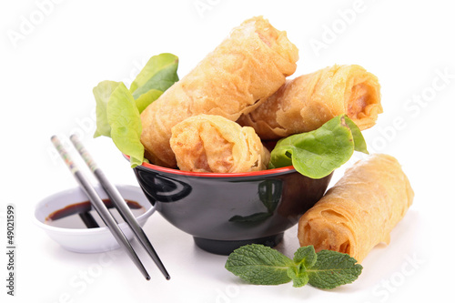 Photo: isolated spring roll isolated spring roll
