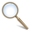 Vector illustration of golden magnifying glass