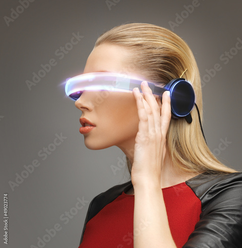 Photo: woman with futuristic glasses woman with futuristic glasses