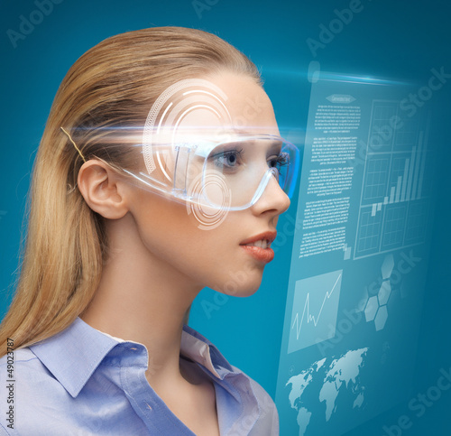 Photo: woman with futuristic glasses woman with futuristic glasses