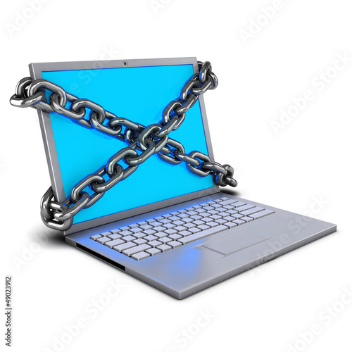 Illustration: Chained laptop zoom Chained laptop zoom