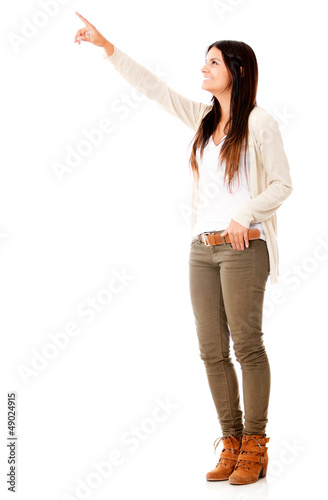Photo: Woman pointing away Woman pointing away