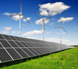 solar energy panels and wind turbine