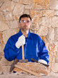 Masonry mason stonecutter man with hammer working