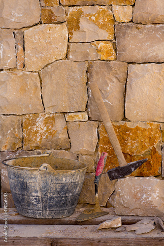 Photo: Hammer tools of stonecutter masonry work Hammer tools of stonecutter masonry work
