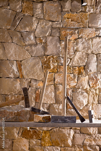 Photo: Hammer tools of stonecutter masonry work Hammer tools of stonecutter masonry work