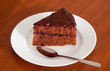 Tasty chocolate sacher cake close up